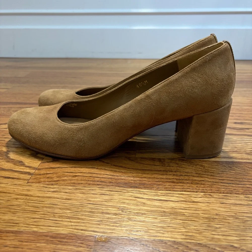 Margaux "The Heel" Suede Block Heel Pumps - Picture 3 of 7
